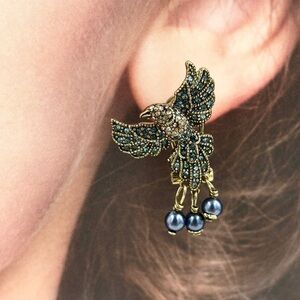 HEIDI DAUS Crystal Drop Phoenix Artificial pearls beaded Earrings - Omega